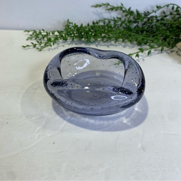 Vintage Purple Controlled Bubble Bullicante Ashtray Trinket Dish Glass Bowl - Picture 1 of 8